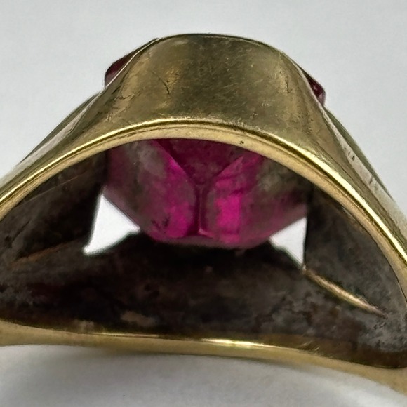 Antique Ostby Barton 10K Gold IOOF Odd Fellows Ring Synthetic Ruby Titanic Era - Picture 6 of 9